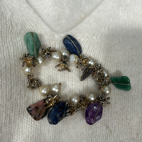 Pearl and Gemstone Bracelet charm 7” - Picture 2 of 8